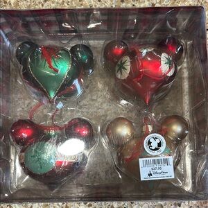 Disney Mickey Mouse Holiday Ornament Set - Red, Green, and Gold